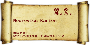 Modrovics Karion névjegykártya
